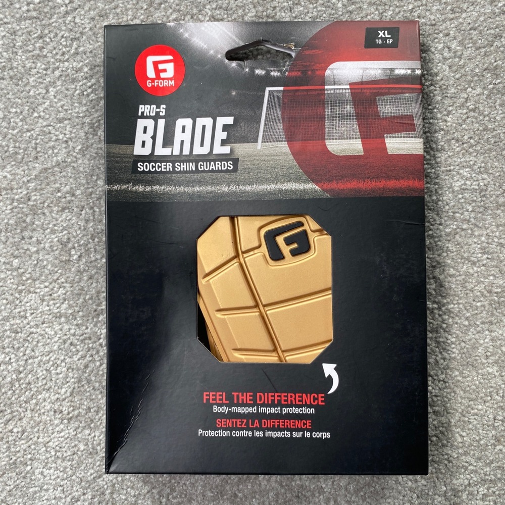 G-Form Pro-S Blade Soccer Shin Guards Adult XL 24k Gold SmartFlex Protection